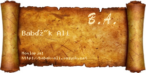 Babák Ali névjegykártya